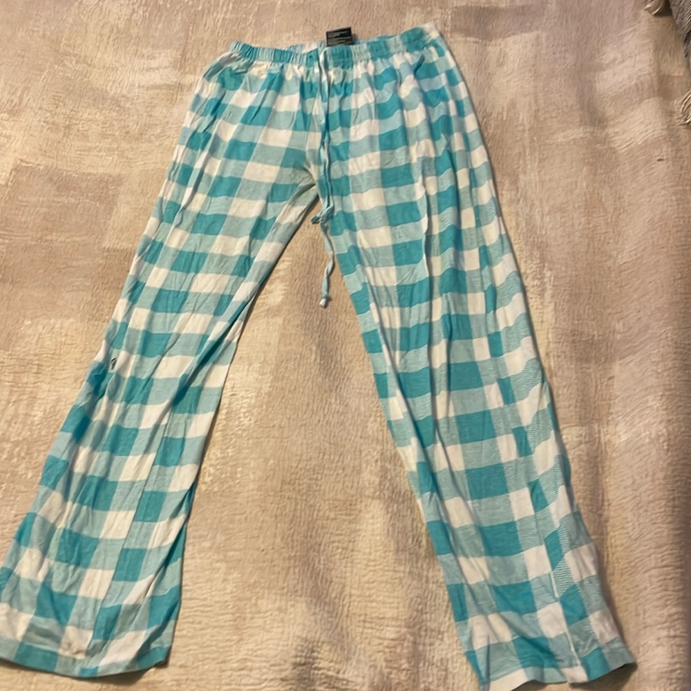 Just Love; Blue and White Plaid Pajama Pants